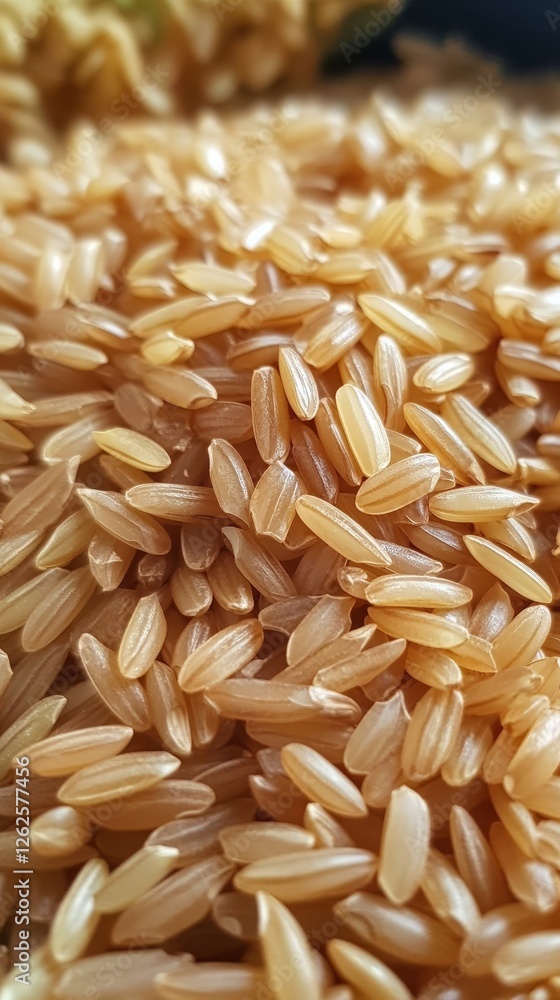Close Up of Brown Rice Grains - Healthy and Nutritious Food Close Up of Brown Rice Grains - Healthy and Nutritious Food