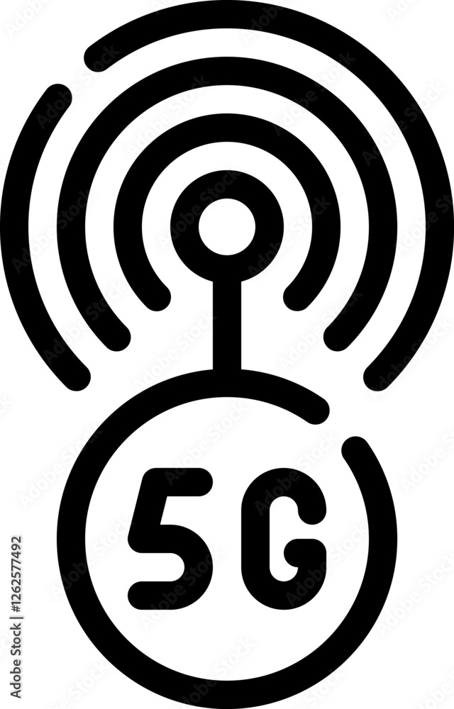 -_5G, signal, connection, coverage, wireless line editable icon. Editable stroke. Vector illustration.