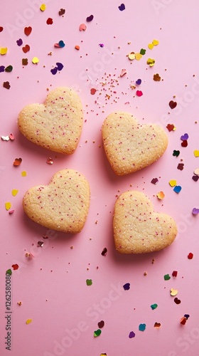 Heart-Shaped Cookies with Sprinkles - A Sweet Valentine's Day Treat
