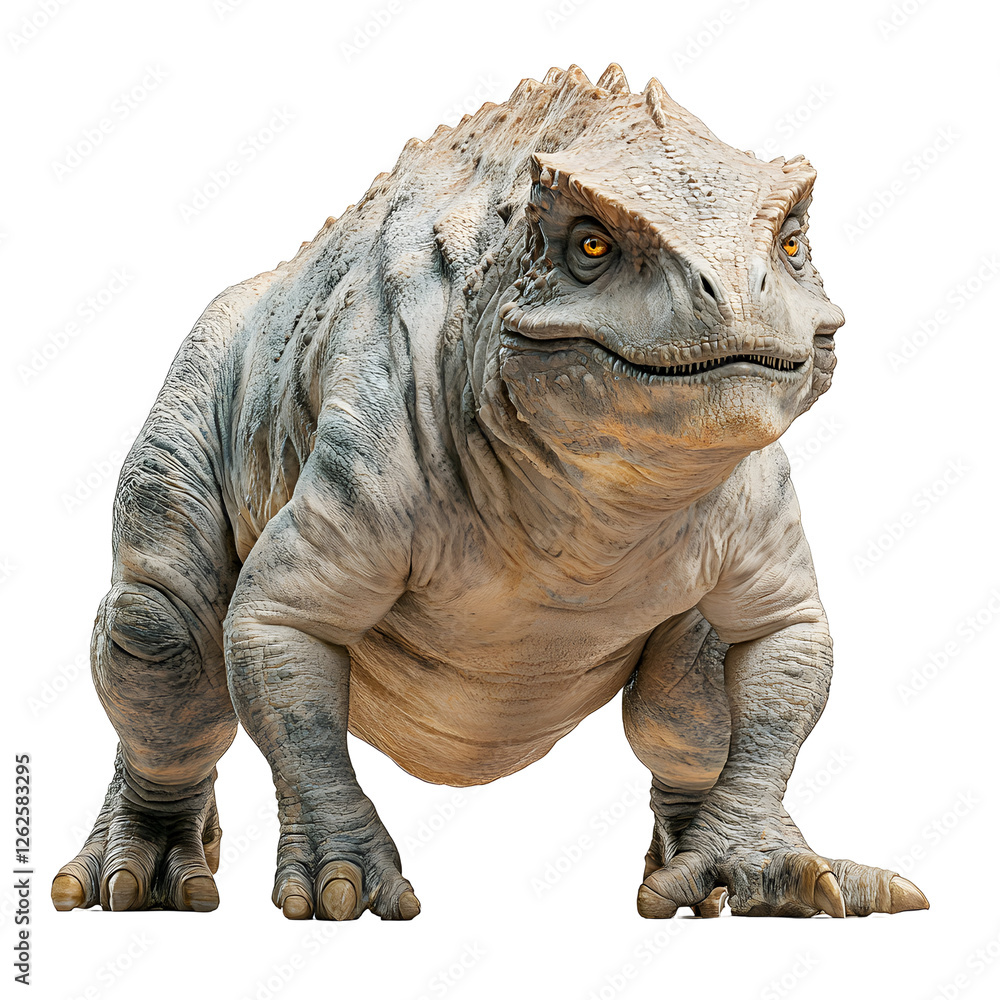 Fototapeta premium Large ancient reptile with yellowish eyes in transparent BG