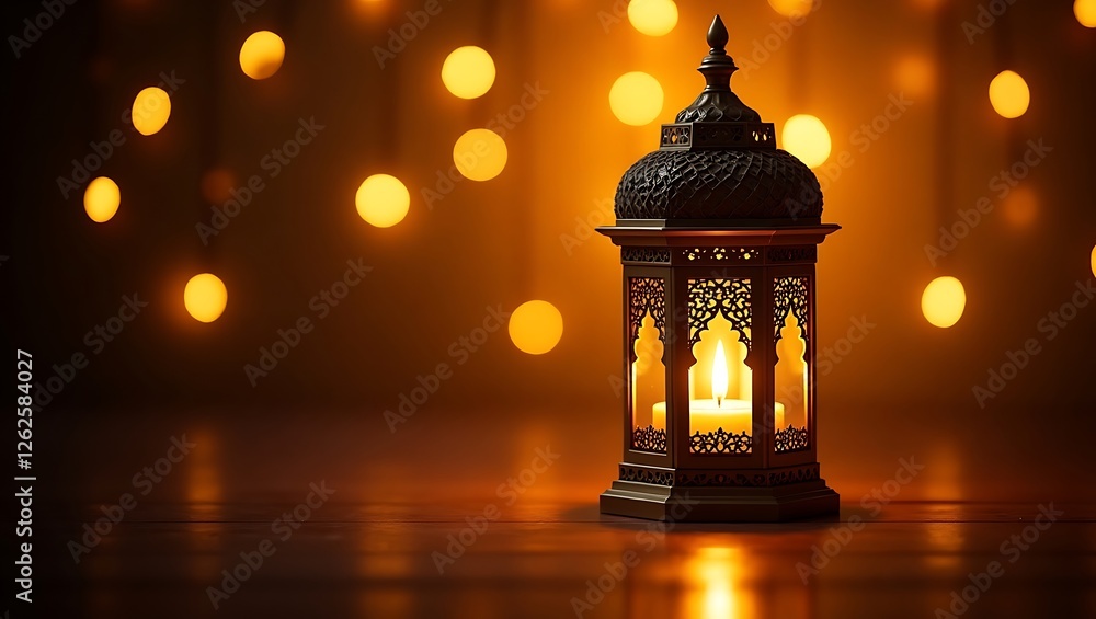 Ornate Moroccan lantern warm glowing light Ramadan decoration Islamic art Ornate Moroccan lantern warm glowing light Ramadan decoration Islamic art