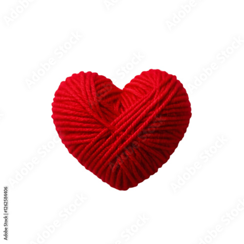 Yarn Shaped Red Valentines Day Heart on transparent background