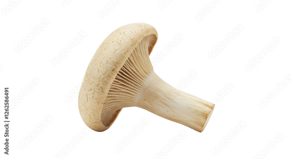Fototapeta premium Fresh white chanterelle mushroom on a clean background, showcasing its texture and natural form for culinary use