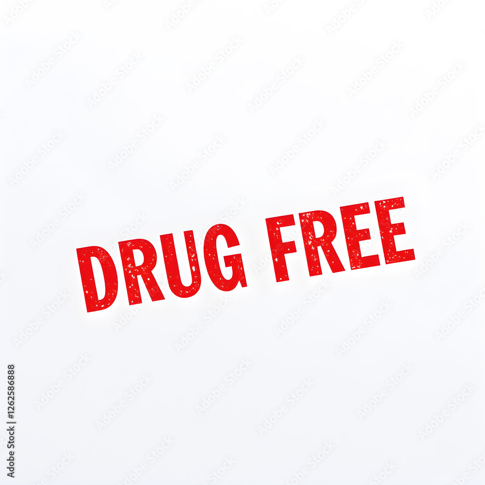 Drug Free text stamp red rubber stamp on white background. Generative AI Drug Free text stamp red rubber stamp on white background. Generative AI