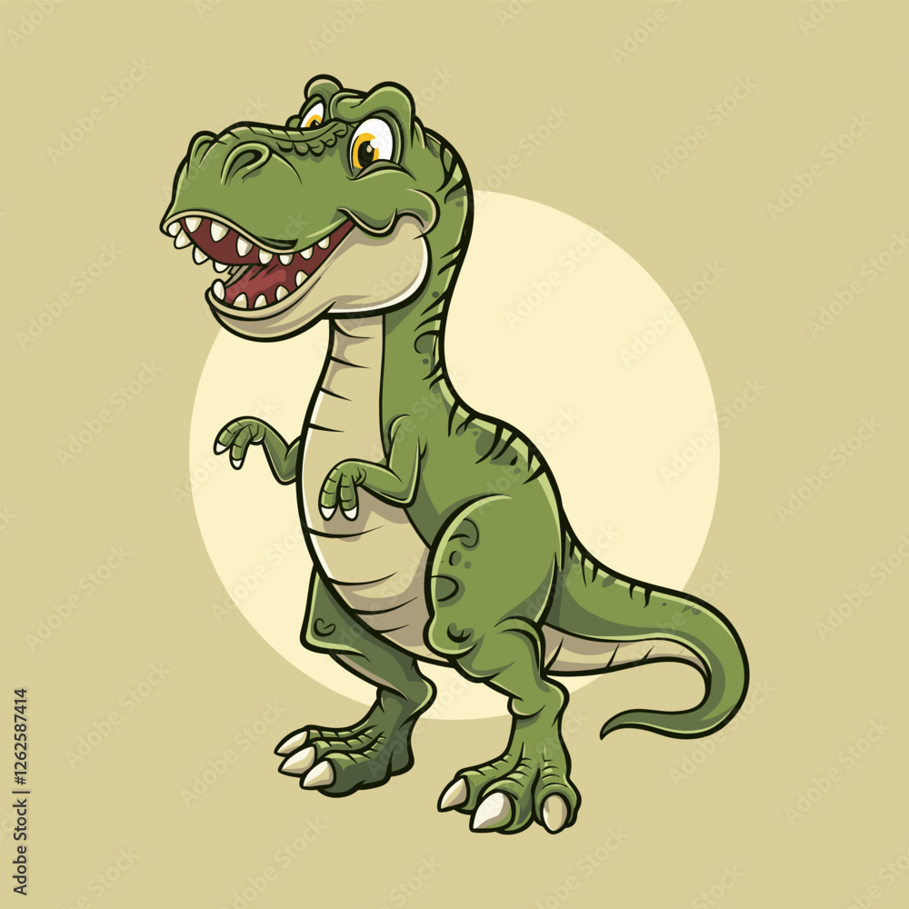 T-Rex green cartoon dinosaur illustration T-Rex green cartoon dinosaur illustration