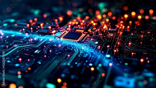 Animation abstract digital computer chipset motherboard video