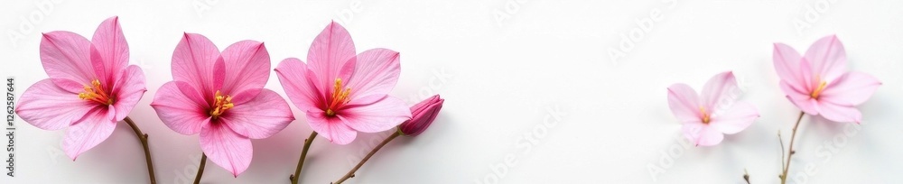 Elegant freesia blossoms arranged on pure white background, plant, bright Elegant freesia blossoms arranged on pure white background, plant, bright