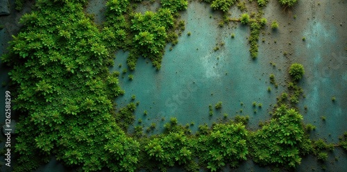 Wallpaper Mural Emerald green moss thrives on a weathered cement wall , urban, aged Torontodigital.ca