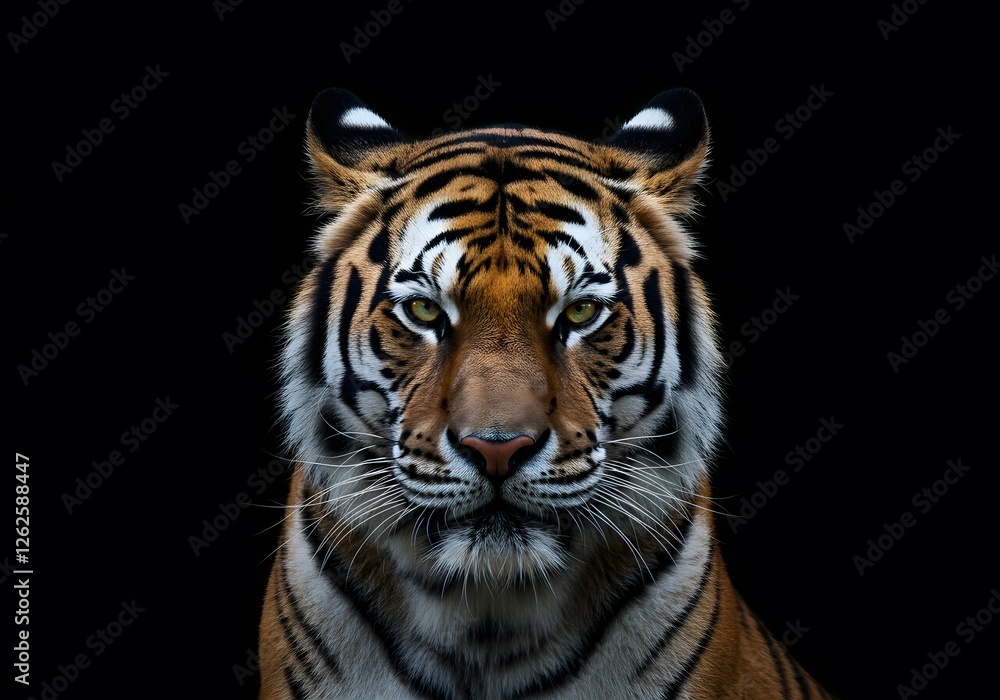 Powerful Tiger Portrait Against a Black Background Powerful Tiger Portrait Against a Black Background