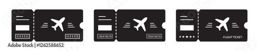 Plane tickets icon. Boarding pass set icon, vector illustration