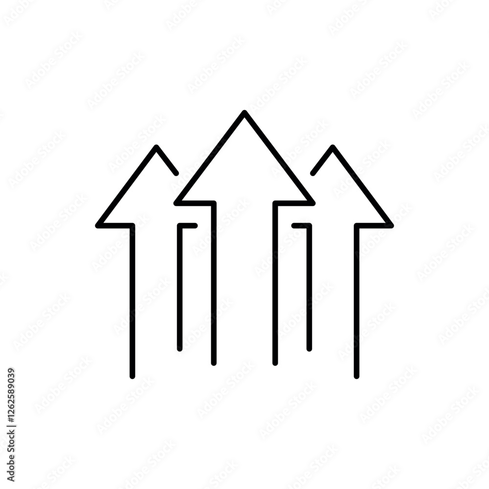 3 arrows up vector icon. Isolated symbol sign used for: mobile, app, design, web, dev, ui, ux, gui. Vector outline icon. EPS 10. Can be used for any platform or purpose. Action promotion, advertising 3 arrows up vector icon. Isolated symbol sign used for: mobile, app, design, web, dev, ui, ux, gui. Vector outline icon. EPS 10. Can be used for any platform or purpose. Action promotion, advertising