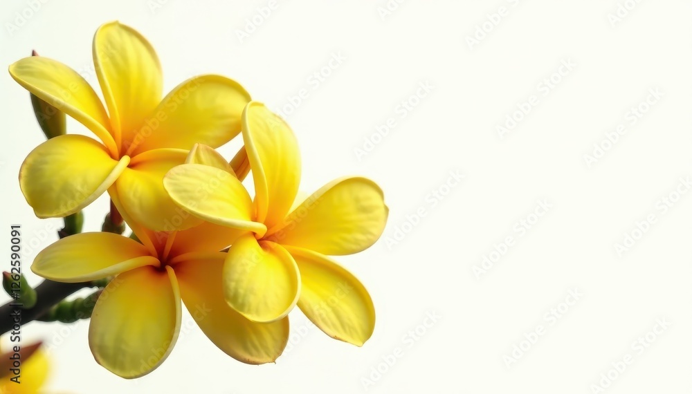 Isolated bright yellow frangipani tree, full bloom , flora, leaves Isolated bright yellow frangipani tree, full bloom , flora, leaves