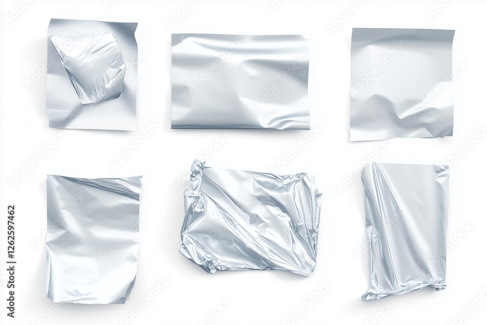 Fototapeta premium Wrinkled clear tape pieces on white background for design and creative applications