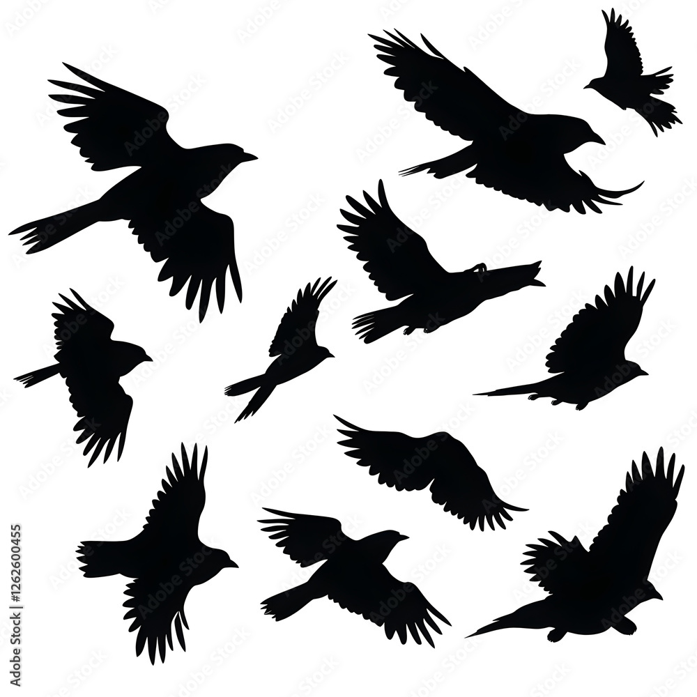 Obraz premium ravens flying silhouette