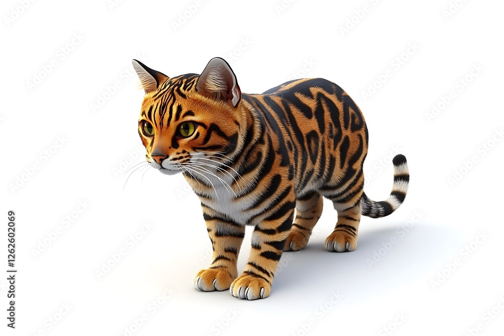 3D Style Exotic Bengal Cat with Striking Fur Pattern Wild and Elegant 3D Style Exotic Bengal Cat with Striking Fur Pattern Wild and Elegant