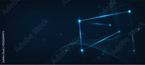 Futuristic digital AI processing data technology connected blue lines with The cyber innovation background for technology articles or presentation business
