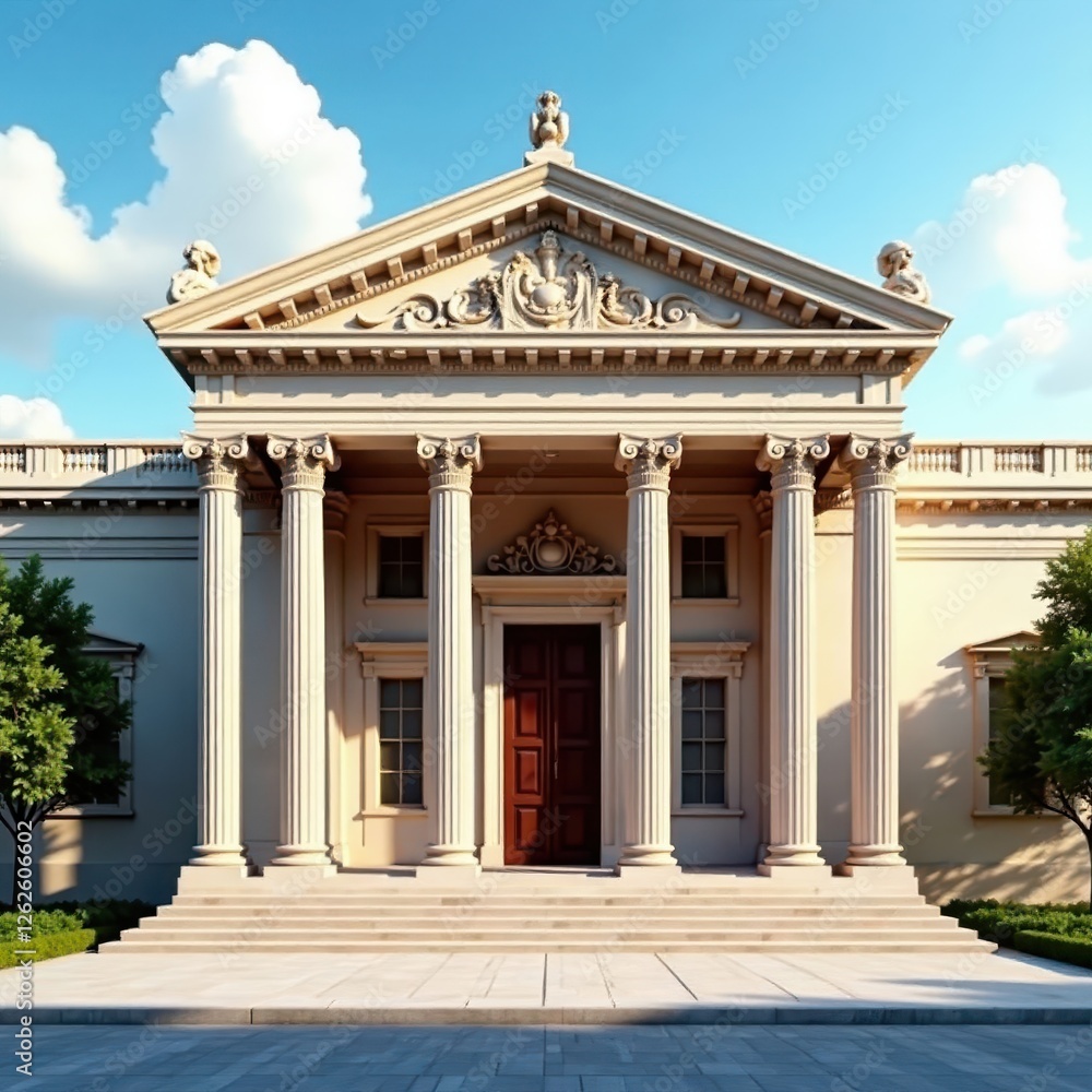 Fototapeta premium Neoclassical architecture, grand facade detail, latin america, monument, government building