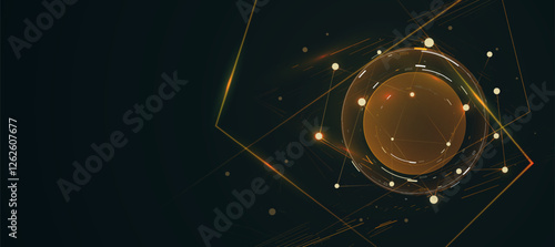 Futuristic digital AI processing data technology connected orange lines with The cyber innovation background for technology articles or presentation business