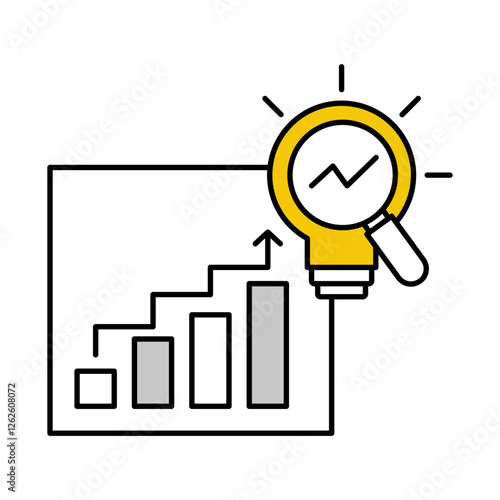 Vector icon of a Brain and Lightbulb. This icon shows insight through clarity of understanding and deep realization derived from critical thinking and data analysis.