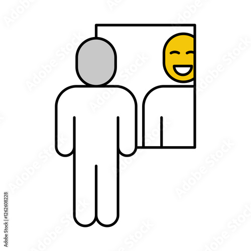 Vector icon of a Person Looking in Mirror. This icon represents self-awareness, introspection, and deep thought for personal and professional growth.