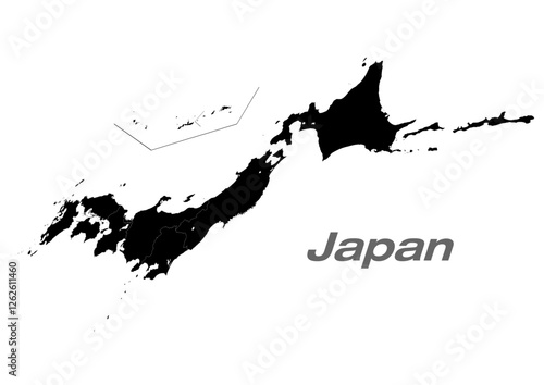 北海道・東北地方が中心の日本地図 地方分け黒地図