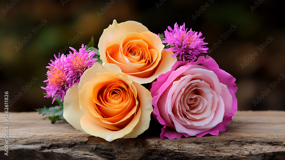 Naklejka premium nature-inspired wildflower and rose bouquet