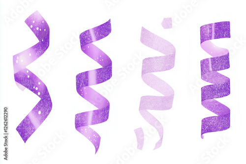 Matte lavender tape with unique glitter designs creating decorative elements on a white background