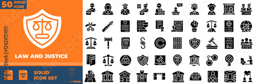 Law And Justice Solid Editable Icons set. Vector illustration in modern thin solid style of law and justice icons:  justice, lawyer, notaries, law, etc