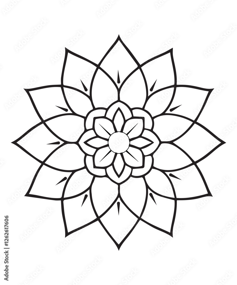 Botanical Mandala Illustration Black and White Vector Design Botanical Mandala Illustration Black and White Vector Design
