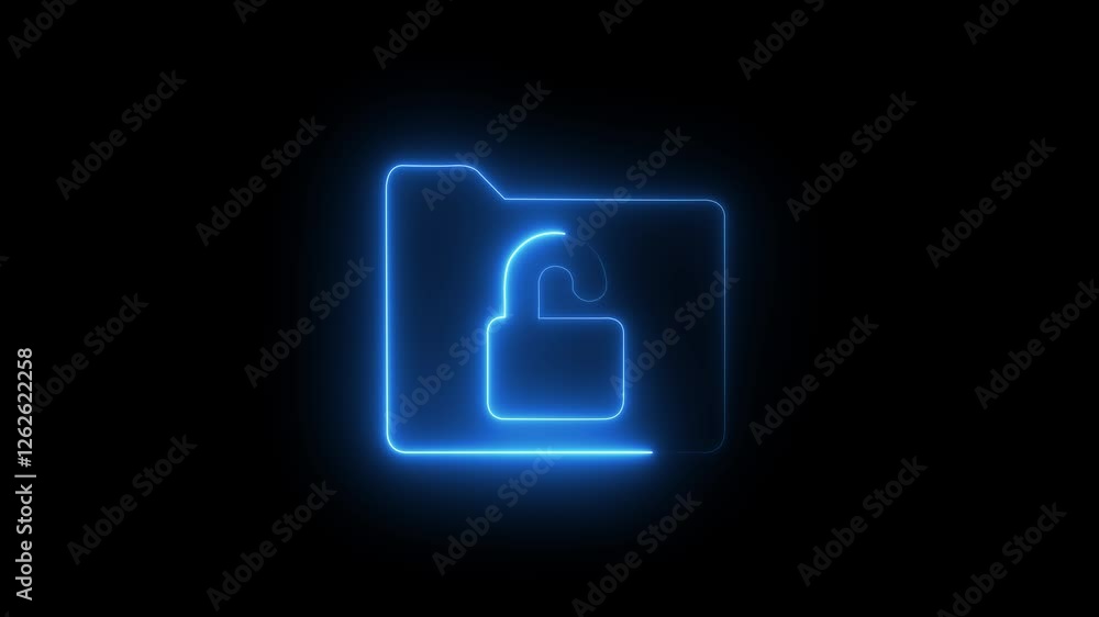 Glowing neon Folder and lock icon isolated Closed folder motion graphic animation technology video web bright business computer concept confidential contour data design Glowing neon Folder and lock icon isolated Closed folder motion graphic animation technology video web bright business computer concept confidential contour data design