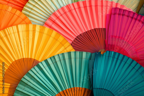 Colorful Spanish fans in Andalusia panoramic Spain
