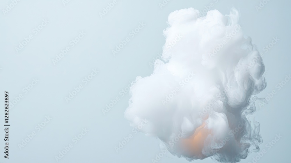 Naklejka premium Egg in vapor cloud, studio shot, light blue background, food photography