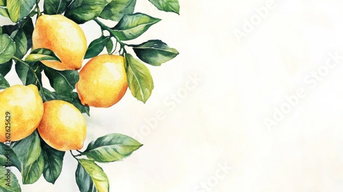 Wallpaper Mural Lemons on branch, watercolor, white background, food blog Torontodigital.ca