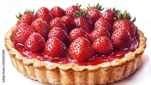 Delicious Strawberry Tart on White Background photo