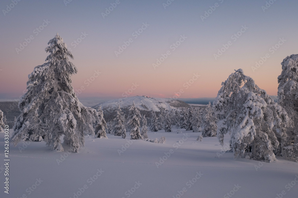 Frozen Idre Himmelfjäll ski resort in Sweden in winter