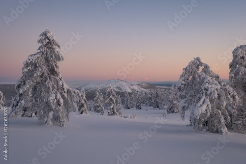Obraz na płótnie Frozen Idre Himmelfjäll ski resort in Sweden in winter w salonie