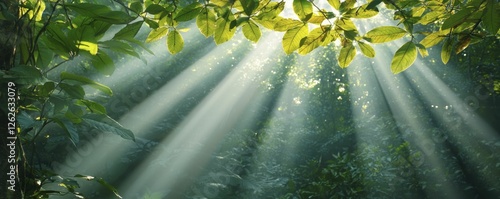 Holistic fatigue recovery through nature therapy with tranquil forest views, gentle sunlight streaming through branches, and calming mindfulness practices.