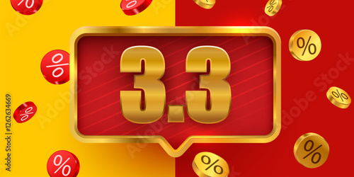 3.3 discount flash sale background. Vector illustration for shopping day, online shopping, special Offer coupon, voucher, banner template, websites, social media advertising. Vector illustration