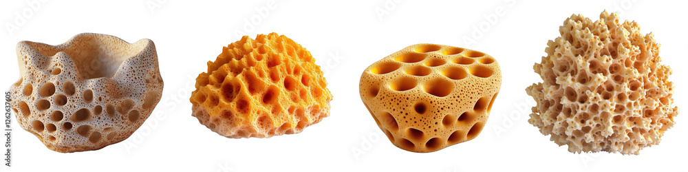 Four Distinct 3D Geometric Sea Sponge Models in Minimal Style for Artistic and Design Applications Four Distinct 3D Geometric Sea Sponge Models in Minimal Style for Artistic and Design Applications