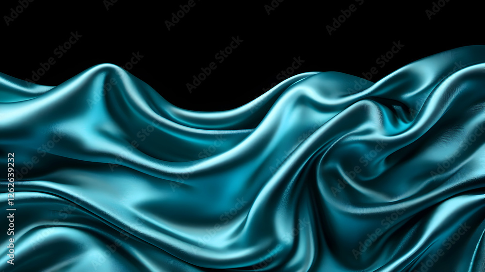 Obraz premium Elegant blue silk fabric flowing gracefully.