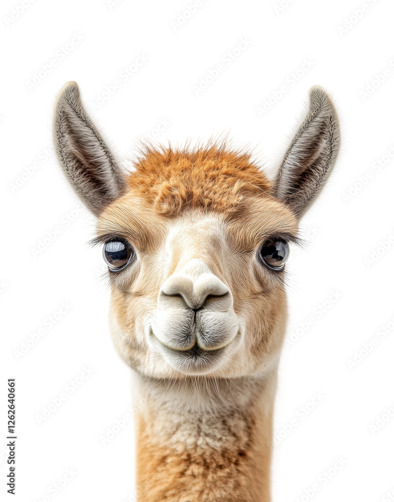 Playful llama portrait in neutral tones isolated on transparent background Playful llama portrait in neutral tones isolated on transparent background