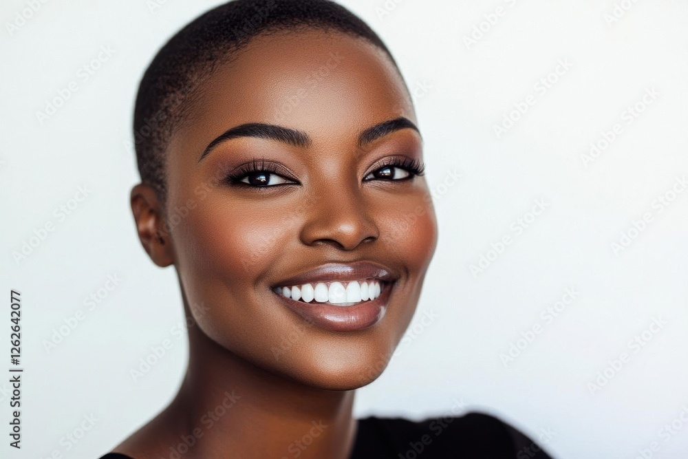 elegant portrait of diverse woman with natural makeup and radiant smile against clean white background in studio lighting elegant portrait of diverse woman with natural makeup and radiant smile against clean white background in studio lighting