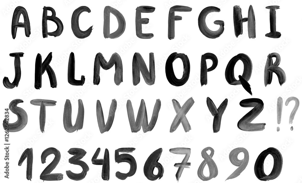 handwritten font carelessly drawn with paint handwritten font carelessly drawn with paint