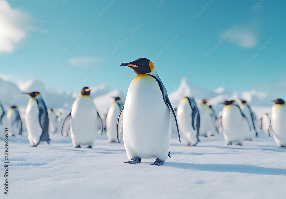 Fototapeta premium Majestic Emperor Penguin in Antarctica's icy realm.