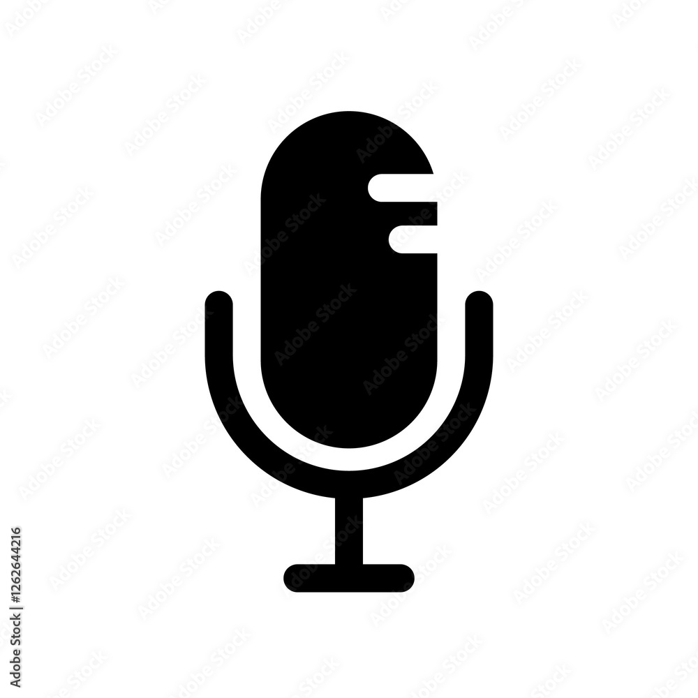 Illustration showing a black microphone icon on a white background Illustration showing a black microphone icon on a white background