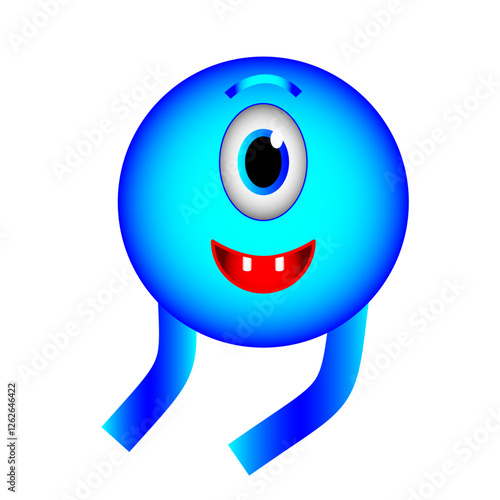 Cute Blue One-Eyed Monster Character - Cartoon Mascot