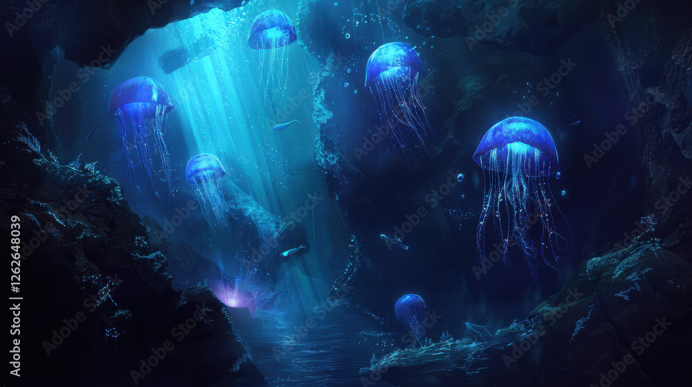 Fototapeta premium jelly fish in a blue water