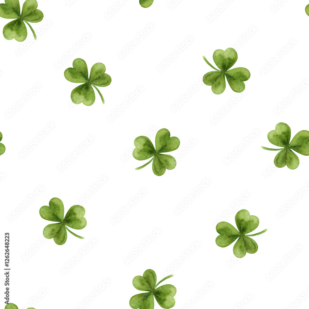 Simple seamless green shamrock clover pattern on light background Simple seamless green shamrock clover pattern on light background