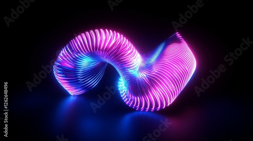 3D render, abstract background with neon light rays and speed lines in blue, purple, and pink colors on a black backdrop