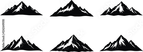 Obraz na plátně Mountain silhouette icon set